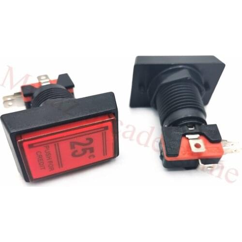 51*33mm 25cents Credit button 12V Rectangle LED Illuminated Arcade rectangular Coin Operated Game Push Buttons with Micro Switch