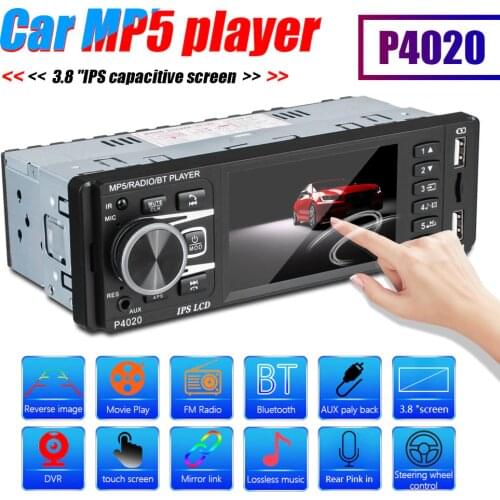 P4020 Car Radio Multimedia Video Player Single 1 DIN Auto Stereo Bluetooth-compatible Aux TF USB Head Unit with 3.8 inch IPS
