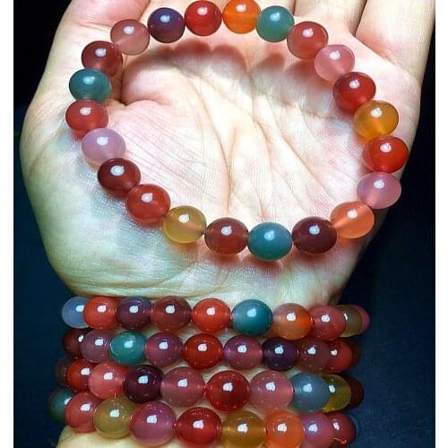 Source agate bracelet, single circle bead, colorful as tourmaline candy crystal bracelet, multi treasure bracelet, male