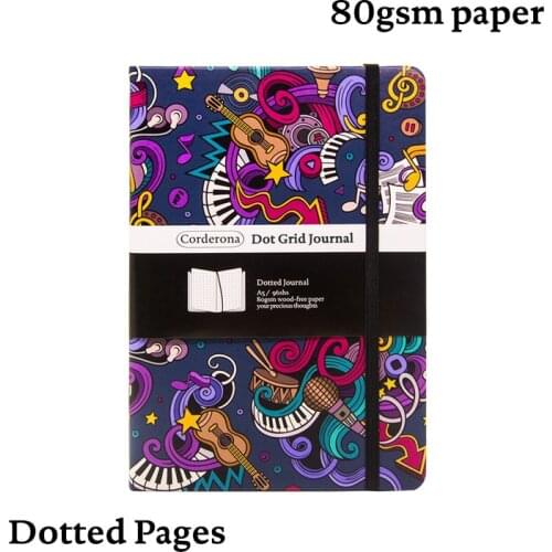 Music A5 Dotted Notebook Dot Grid Journal Hard Cover 80gsm Travel Planner Diary