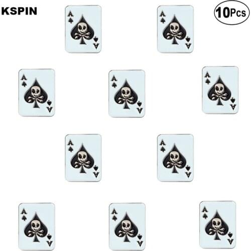 Skull Ace Lapel Pin Flag badge Brooch Pins Badges 10Pcs a Lot