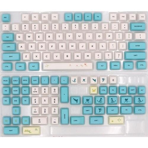 Chunyang Cyan Ethermal Dye Sublimation PBT Keycaps White Fonts For Wired USB Mechanical Keyboard