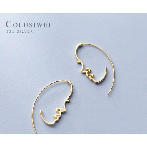Colusiwei Genuine 925 Sterling Silver Fashion Abstract Portrait Drop Earrings for Women Art Fine Sterling Silver Jewelry 2020
