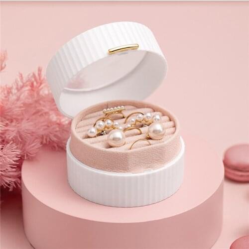 Mini Double Layer Jewelry Organizer Box Round Visible Classification Jewelry Storage Holder for Ring Earring Necklace Bracelet
