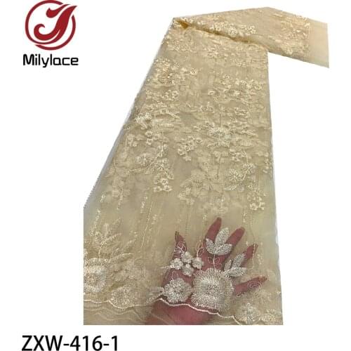 New Design Hot Sell Bridal Lace Embroidered Fabric Beautiful Nigerian French Lace Fabrics for Party Dress ZXW-416
