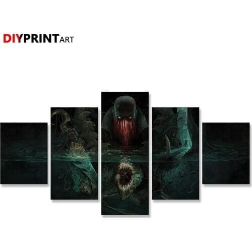 LoL Pyke 5 Panels Wall Art Decor Paintings Canvas Pictures for Living Room A2207