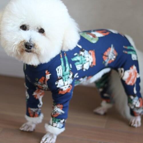 Pet Dog Jumpsuit Thin Puppy Clothes 100%Cotton Stretchy Home Wear Printed Overalls For Small Dogs Chihuahua Poodle Pajamas