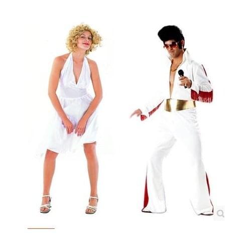 Cosplay Costumes Halloween Costume Party Clothing Singer White Clothing Adult Elvis Presley Clothing Marilyn Monro Cos Dress