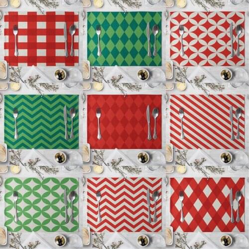 Creative Geometric Printed Kitchen Placemat Waves Stripes Lattice Dining Table Mat Coaster Linen Pads Bowl Coaster Decoration