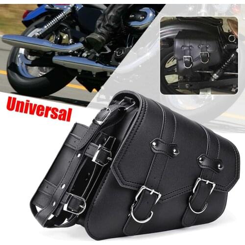 Left Right Universal PU Leather Motorcycle Saddlebag Side Tool Luggage Bags Saddle Bags for Honda/Suzuki/Kawasaki/Yamaha