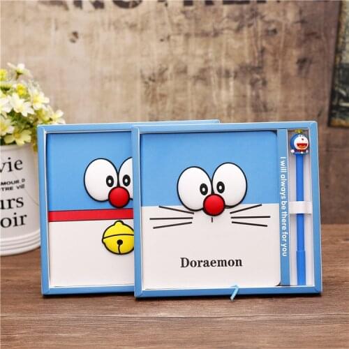 Cute Cartoon Doraemon Hardcover Planner Notebook Set Diary Book with Pen School Supplies Students Girls Boys Birthday Gift