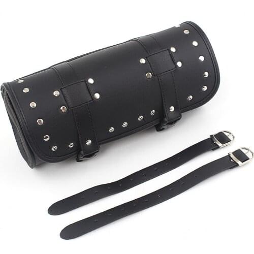 Motorcycle Black Leather Tool Bag Storage Travel Pouch Luggage Bag For HD Sportster XL Softail Dyna R nineT Scout Sixty Bobber