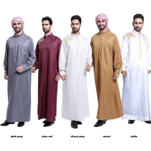 Muslim Jubba Thobe Islamic Robes Eid Mubarak Worship Service Middle East Ramadan Mens Clothing Sets Abaya Jilbab Moslem Shirt