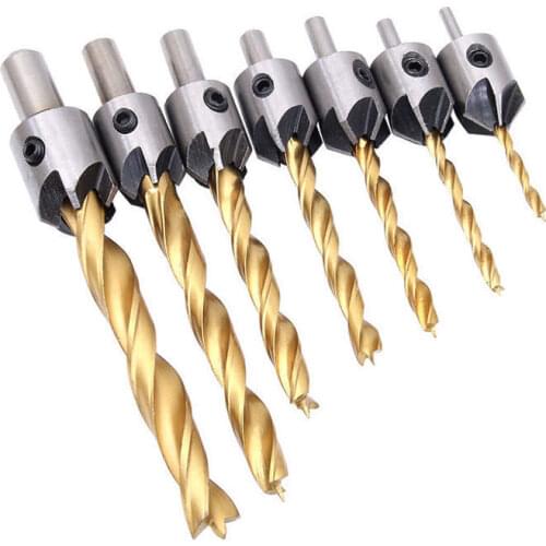 Woodworking Cutter Countersunk Twist Drill Set Woodworking Screw Mounting Titanium Plated Carbon Countersunk Head Step Drill