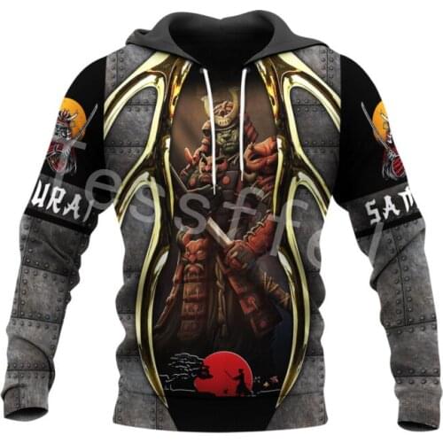 Tessffel Japan Samurai Tattoo 3D Printed New Mens Sweatshirt Harajuku Zipper Hoodie Casual Unisex Jacket Pullover Style-C13