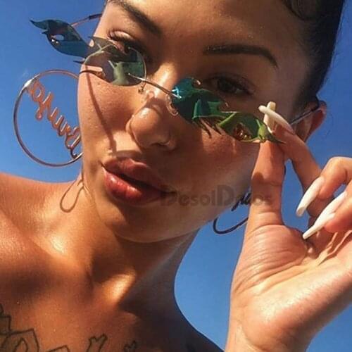 New 2019 Fashion Fire Flame Sunglasses Women Men Rimless Wave Sun Glasses Eyewear Luxury Trending Narrow Sunglasses Streetwear