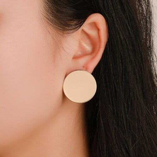 New Fashion Geometric Square Round Coin Earrings For Women Fashion Punk Gold Indian Long stud Earrings Jewelry Brincos