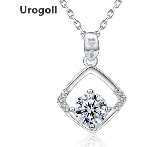 New Fine Jewelry Necklaces For Women Fashion Sterling Silver Jewelry Classic Solid 925 Sterling Silver Square Pendant Necklaces