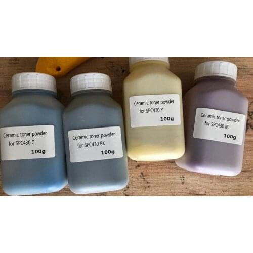 New high temperature compatible laser ceramic toner for ricoh spc430 spc440 copier ceramic toner powder KCMY 100g/color 400g/lot