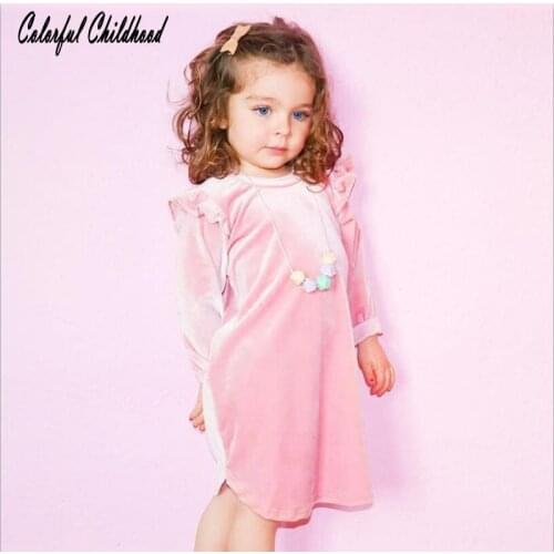 Baby Girl Dress 2017 New Casual Autumn Baby Clothes Long Sleeve velvet Ruffles Dress baby princess girl clothes 1-4Yrs