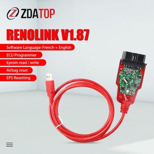 Renolink V1.87 OBD2 ECU Programmer Key Coding UCH Matching Dashboard Coding ECU Resetting Functions