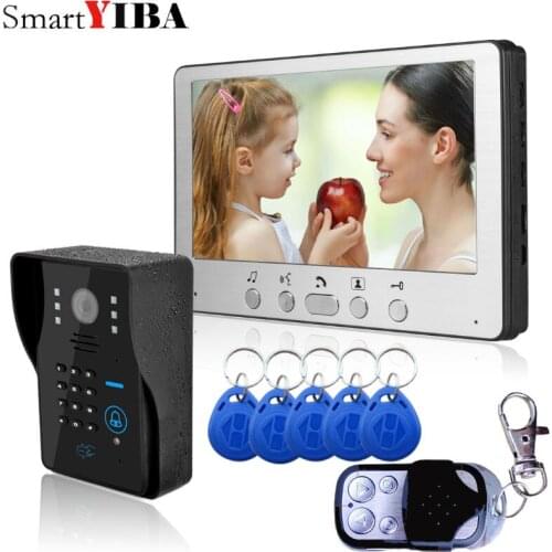 SmartYIBA 7'' TFT LCD Wired Video Door Phone Visual Video Intercom Speakerphone Intercom System With Password and RIFD Card