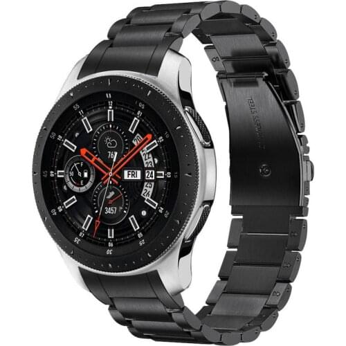 Premium Stainless Steel Watchband for Samsung Galaxy Watch 46mm SM-R800 Sports Band Curved End Strap Wrist Bracelet Silver Black