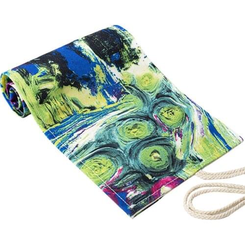 Roll Up Canvas Painting Brush Bag Ink Brush Bag Pencil Cases For Artist Draw Pen Watercolor Oil Brush School Arts Supplies