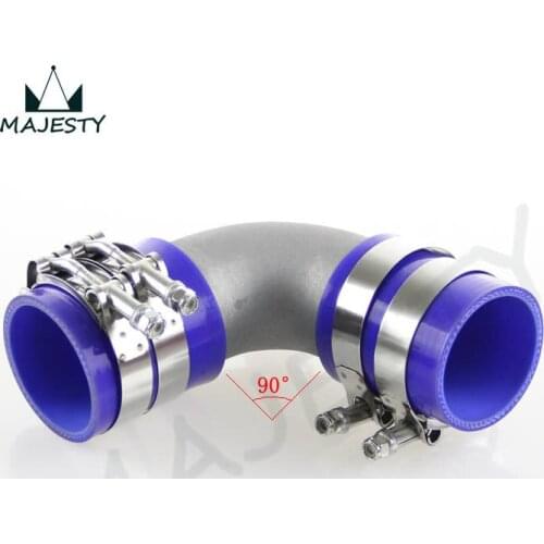 BLUE 57mm 2.25" Cast Aluminum 90 Degree Elbow Pipe Turbo Intercooler+ silicone hose kit