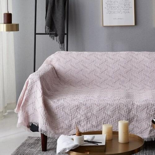 Modern Simple Solid Colour Sofa Towel Cover Couch Cover Hand-Knitted Sofa Blanket Tassel Blanket Air Conditioning Blanket
