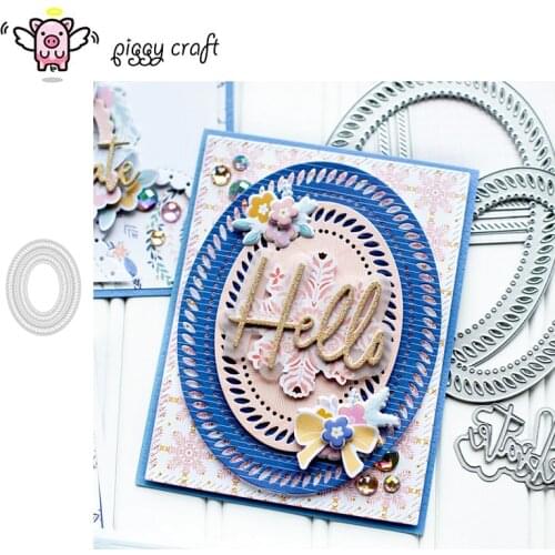 Piggy Craft metal cutting dies cut die mold Hole oval ring frame Scrapbook paper craft knife mould blade punch stencils dies