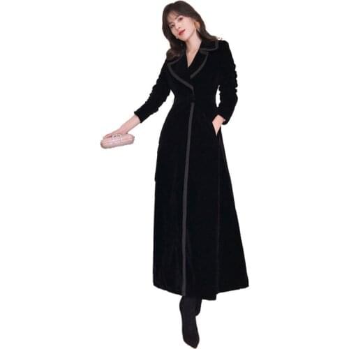 Women Long Black Trench Coat 2021New Female Autumn Winter Windbreaker Temperament Long Sleeve Trench Lady Long Legs trench