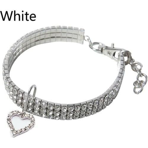 Bling Crystal Dog Collar Heart shape Diamond Puppy Pet Shiny Full Rhinestone Necklace Collar Collars for Pet Dogs Collar