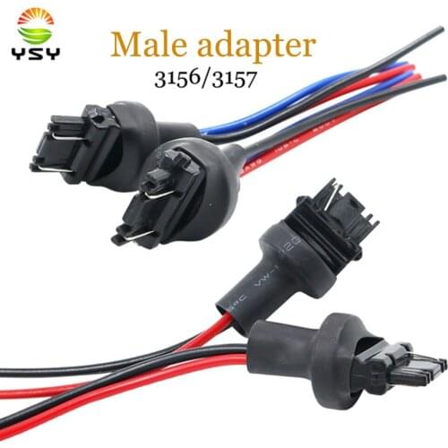 YSY LED 3156 3157 Male bulb holder Socket Adapter cable Wiring Harness Connector wire cables For Headlight Tail Lamp 50PCS