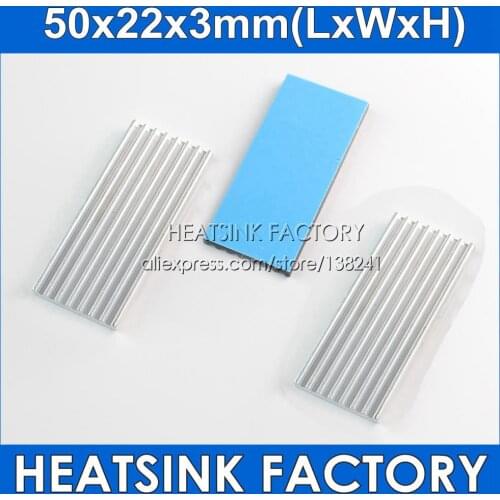 HEATSINK FACTORY 12pcs Silver 50*22*3mm Heatsink Aluminum Heat Sink Radiator Cooler With Thermal Pad