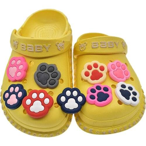 10PCS PVC Cute Cat Paw Design Colorful Shoe Decoration Charms Shoe Accessory for Croc Kids Girls Gift