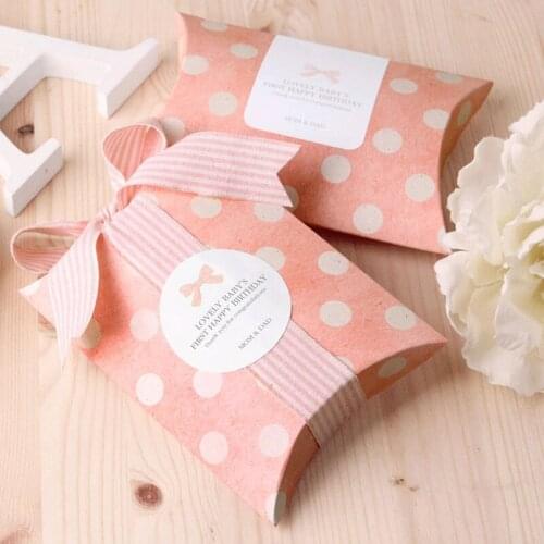30pcs Birthday Paper Gift Box Craft Wedding Favors Polka Dot Candy Boxes Kids Party Favor DIY Gift Pillow Box