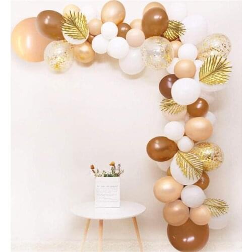 73pcs/Lot White Golden Confetti Balloon Arch Kit Gold Artificial Leaf Birthday Party Baby Shower Wedding Decorations Supplies