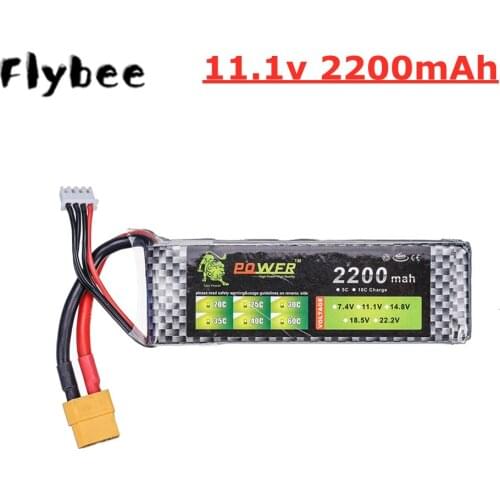 11.1v 2200mAh 30C Lion Power Battery for RC Helicopter Car Boat Quadcopter Spare Parts 3s LiPo Battery T/XT60/JST Plug 1pcs