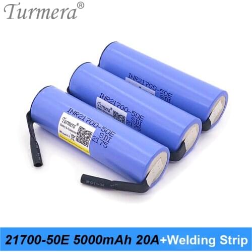 21700INR21700-50E 20A Discharge Current 5000mAh Battery with Welding Nickel for Screwdriver Battery E-Bike 36V 48V 60V Turmera