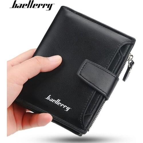 Baellerry Mens Wallet Short Male Wallets Zipper Coin Pocket Fashion Clutch Money Card Holder Purse ID Blocking Mini Slim Wallet