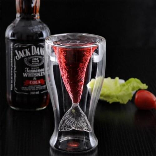Creative Mermaid Glass Cup Double Wine Glass For Whiskey Brandy Vodka Cocktail Beer Wine Juice Shot Glass