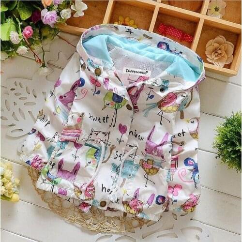 Children Jacket 2020 Autumn Baby Girls Windbreaker For Girls Floral Print Jacket Kids Hooded Outerwear Coat For Girls Clothes