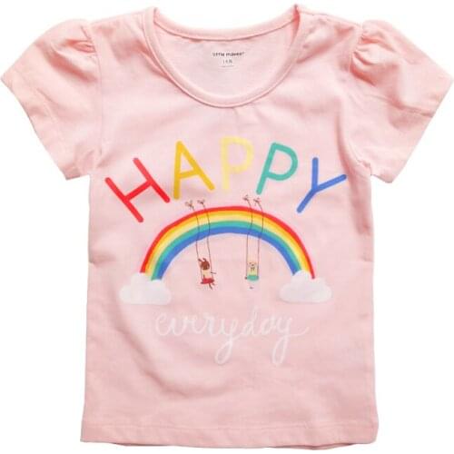 Baby Girl T-Shirt Printed Rainbow Girls Tees Shirts Hot Sale Children Blouse Cotton Short-Sleeve Kids Summer Clothes 1-6 years