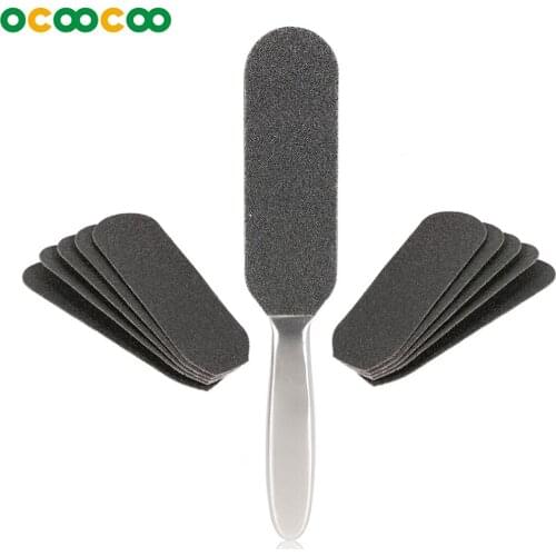 Double-sided Pedicure Foot File +10Pcs Sanding Paper Rasp Callus Dead Skin Remover Stainless Steel Handle Professional Foot Rasp