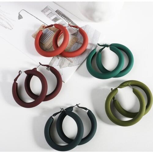 European And American Fashion Geometric Exaggerated Circle Circle Earrings Red, Green, Purple Blue Paint Pendant Earrings In