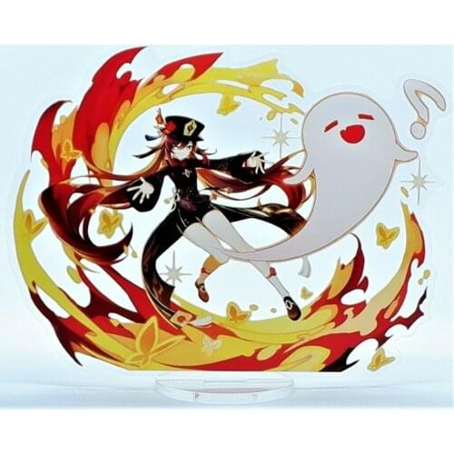 Game Genshin Impact Hu Tao Figurine Anime 2D Standing Figure Theme Stand Model Plate Acrylic Figure Model Desk Decor Fans Gift
