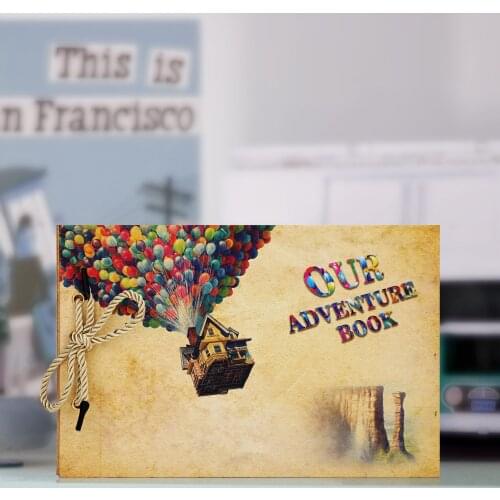 29.5x19.5cm Our Adventure Book DIY Hand Tie Gift Balloon Photo Album Retro Vintage Kraft Paper Scrapbook Wedding Gift