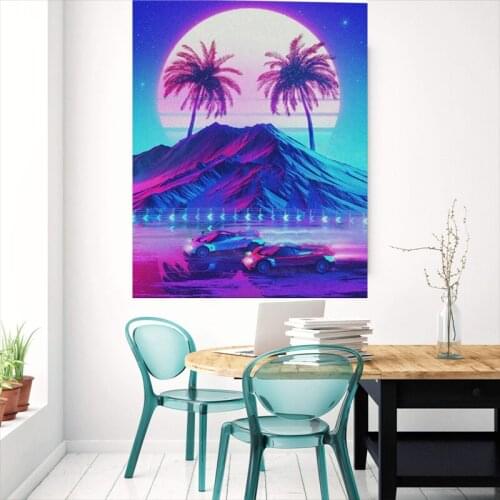 Synthwave Retro Electro poster Wall Art Canvas For Living Room Home Bedroom Study Dorm room Art Decoration Prints