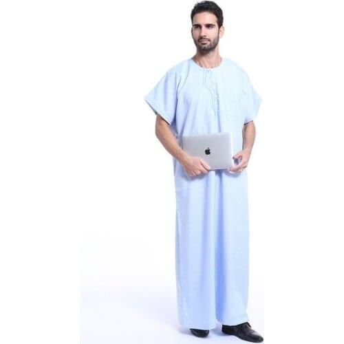 Jubba Thobe For Men Arabic Dubai Cotton Mens Formal Thobes Muslim Robe Clothing Islamic Saudi Arab Kaftan Wear Plus Size XXXL